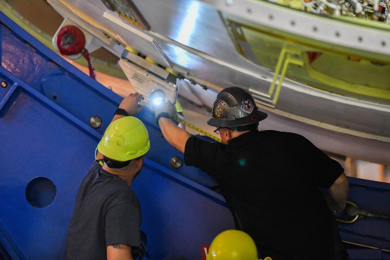 Technicians at NASA’s Michoud Assembly Facility in New Orleans rotated the engine section for NASA’s Space Launch System rocket from a vertical to horizontal position to prepare it for joining to the rest of the rocket’s core stage on Sept. 13. The engine section, which comprises the lowest portion of the 212-foot-tall stage, is the last major component to be horizontally integrated to the core stage. Michoud crews completed assembly on the flight hardware that will be used for Artemis I, the first lunar mission of SLS and NASA’s Orion spacecraft, on Aug. 29. The core stage’s two liquid propellant tanks and four RS-25 engines will produce more than 2 million pounds of thrust to send the SLS rocket and Orion on the Artemis lunar missions. The engine section houses the four RS-25 engines and includes vital systems for mounting, controlling and delivering fuel form the propellant tanks to the rocket’s engines.  Offering more payload mass, volume capability and energy to speed missions through space, the SLS rocket, along with NASA’s Gateway in lunar orbit and Orion, is part of NASA’s backbone for deep space exploration and the Artemis lunar program. No other rocket is capable of carrying astronauts in Orion around the Moon in a single mission.